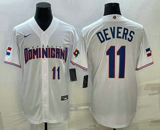 Men%27s Dominican Republic Baseball #11 Rafael Devers Number 2023 White World Baseball Classic Stitched Jersey->2023 world baseball classic->MLB Jersey